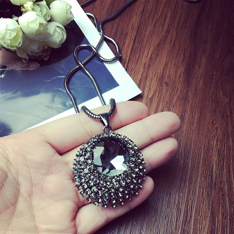 Blue Crystal Long Necklace