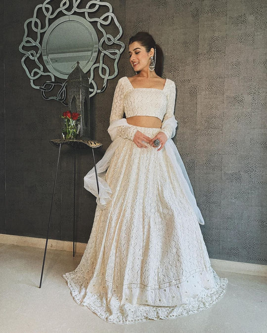 White Georgette Designer Lehenga choli