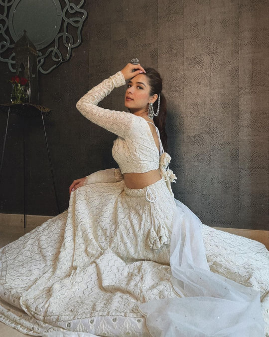 White Georgette Designer Lehenga choli