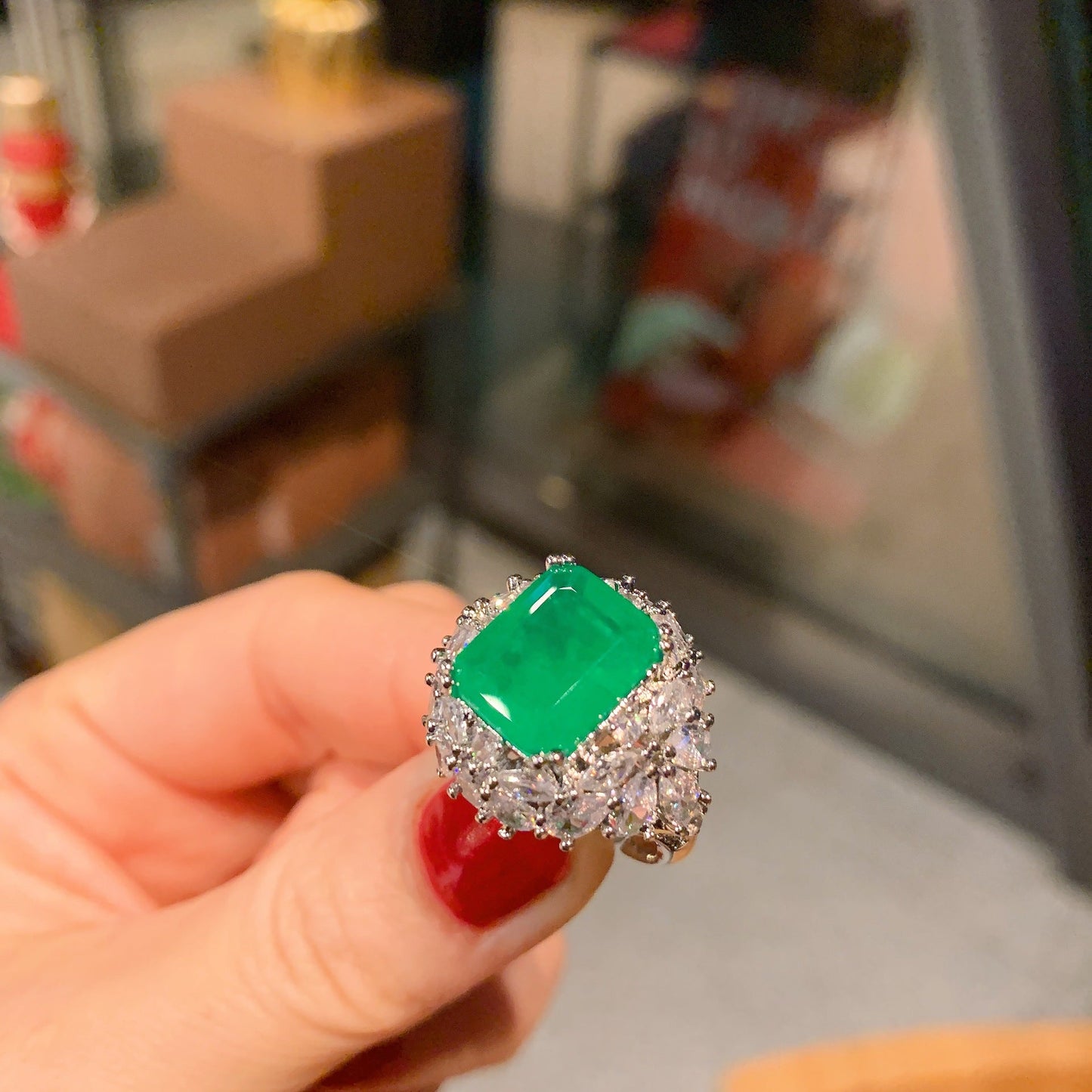 Green Square Pendent Set