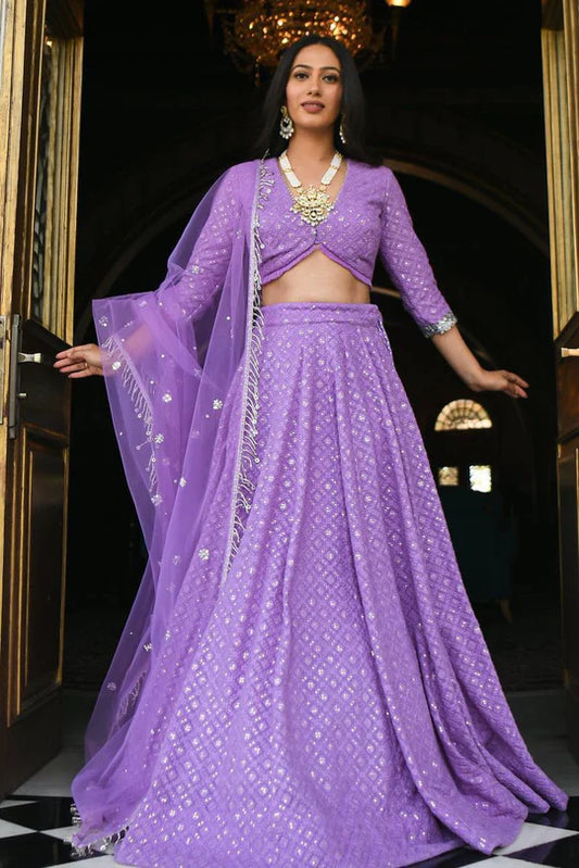 Purple Mirror Work Designer Lehenga choli