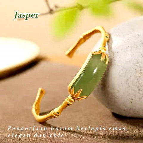 Vietnam Sand Gold Hetian Jade Four-Leaf Clover Necklace And Bracelet