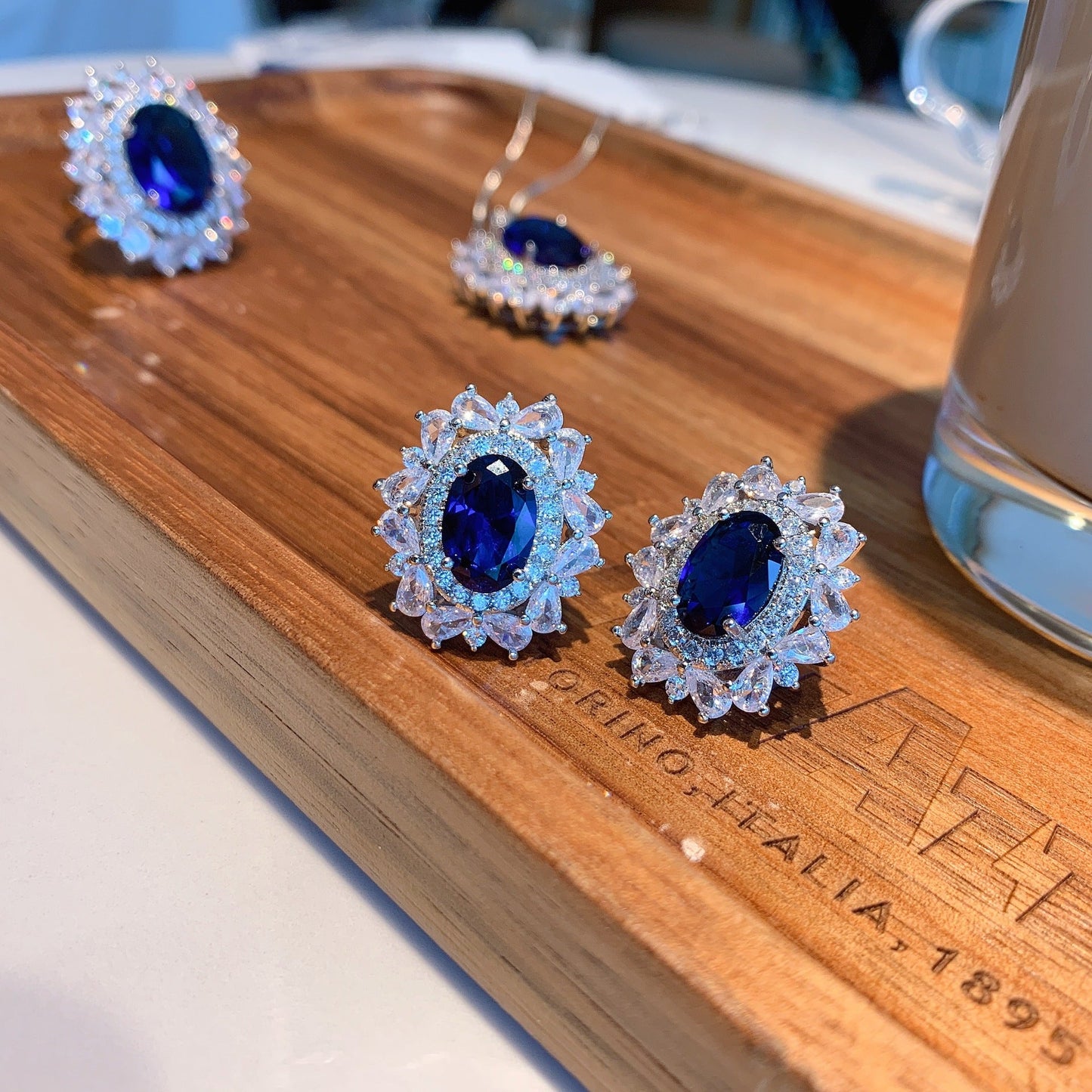 Blue Crystal Sapphire Jewelry Set